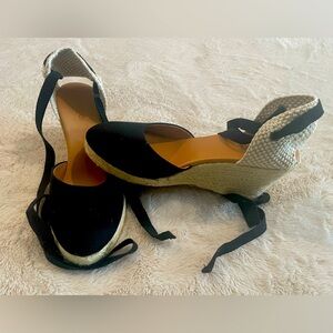 J. Crew Women’s Espadrille Wedges. Size 6.  In Black.  Worn only once.